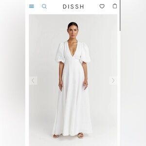 DISSH Aisle White Linen Backless Long Dress